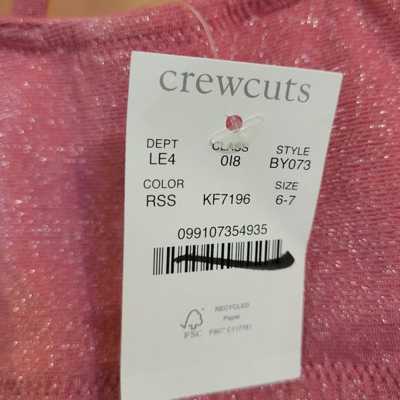 NWT J. Crew Crewcuts Girls Pink Shimmer Bikini "Top Only" 6/7 - Picture 4 of 4